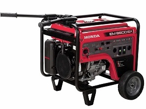 Honda EU6500SX 6500 watt quiet portable inverter generator to cover that power outage with 30 amp outlet, 12 volt DC, automatic throttle system (idle control).