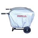 Honda EU3000is Portable Generator Cover with the Installed 2 Wheel Kit with Handles, Silver Color.