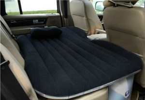 Black Inflatable Heavy Duty Air Bed Mattress for Inside of Car Travel, SUV back seat, outdoor rest bed, pillow and with electric pump.
