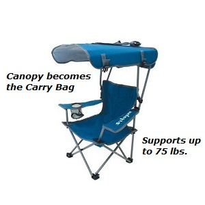 Children's Lawn Chairs - Kelsyus Kids Portable Outdoor Folding Camping, Beach Chair with Canopy and Cup Holder.