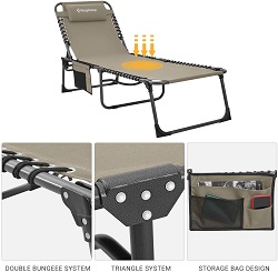 KingCamp Adjustable Heavy Duty Folding Camp Cot Bed for Adults.