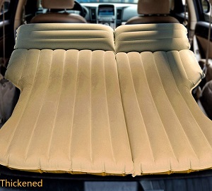 Car Double Inflatable Air Bed Mattress for Cargo Area, SUV Sleeping Beds for Outdoors with Double Pillow. Really nice bed for car camping.