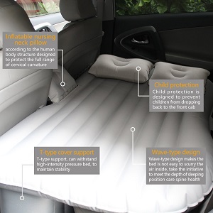 Portable Travel Camping Inflatable Air Mattress with Pillows, fits most backseat of most car, SUV models.