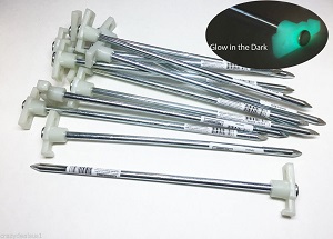 Metal Tent Stakes for Hard Ground That Glow in the Dark