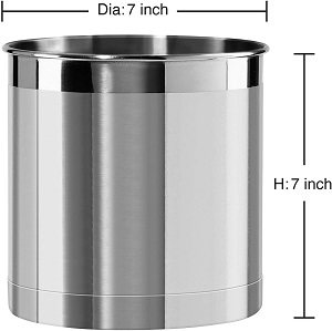 Oggi Large Stainless Steel Kitchen Cooking Utensil Holder. Durable stainless steel holder for storing your cooking utensils like large spoons, tong utensils, spatuals, ladles, whisks, masher cooking utensils and more to be stored in your Countertop Utensil Holder.