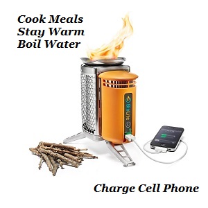 Handy BioLite Wood Burning Camp cook stove for Emergency Off the Grid Use or Camping Hiking Adventures with USB Charger for Smartphone, etc.