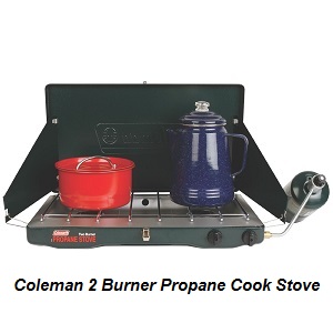 Coleman Classic 2 (Dual) Burner Backpacking Propane Camping Cook Stove with wind block panels. Two independently adjustable burners.