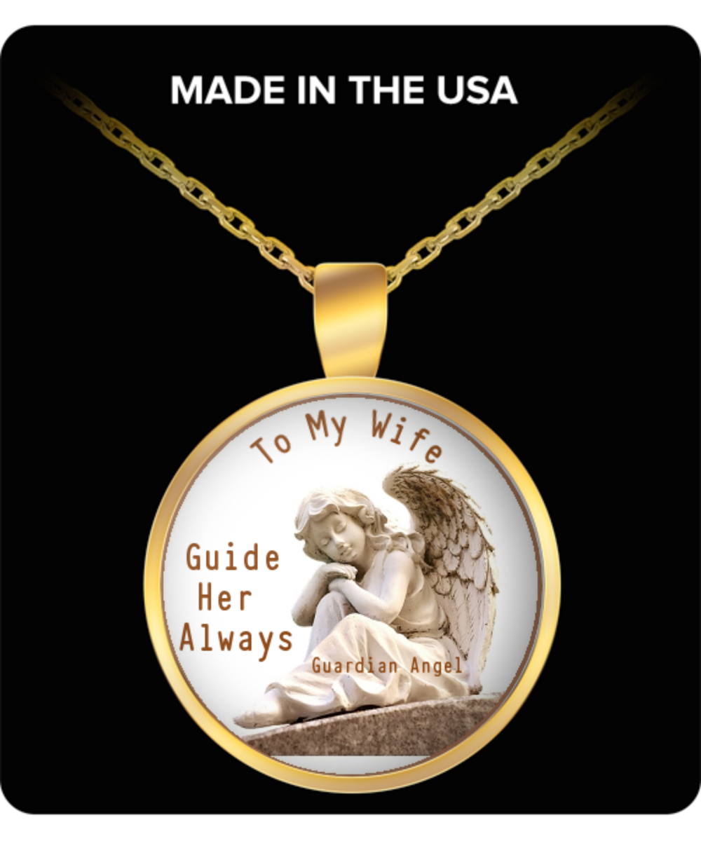 From Husband - To My Wife Necklace. A beautiful, dainty necklace to give to your wife to express your love for her. With a request to her Guardian Angel to always watch over her, this necklace will always have a special place in her heart.